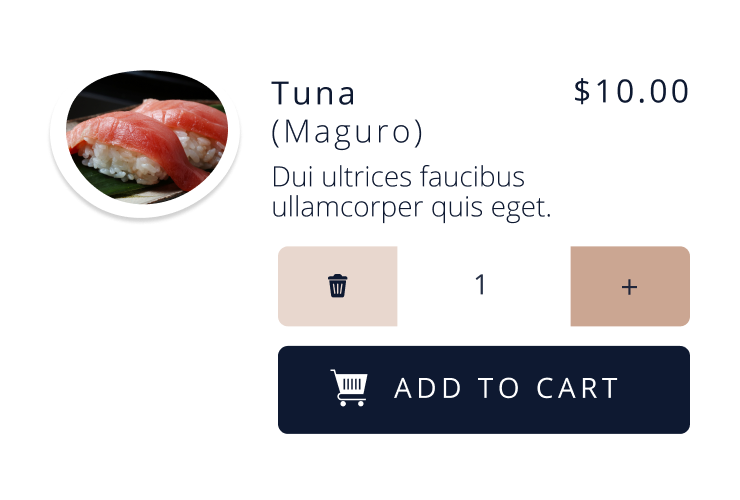 quantity bar on menu